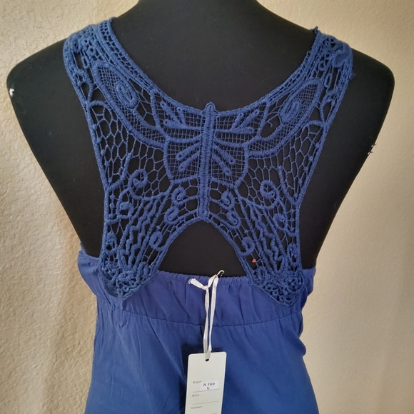 Toi Et Moi Floral Multicolor Print Crochet Embroidered Sleeveless Sheath Dress L - Picture 6 of 12